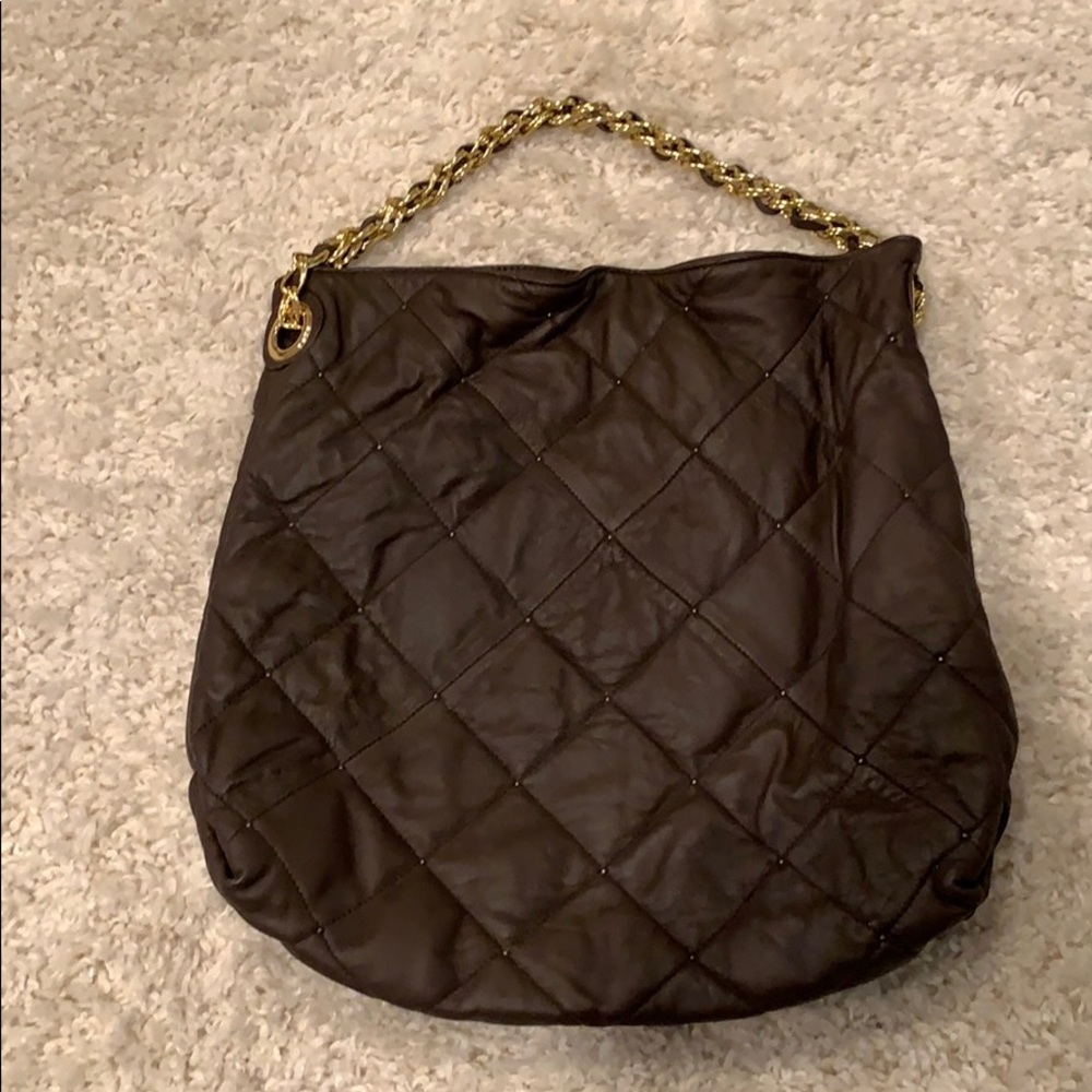 Brown with gold detail shoulder bag